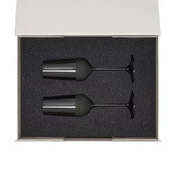 Подарочный набор 2 бокала для шампанского Black Edition в серой коробке