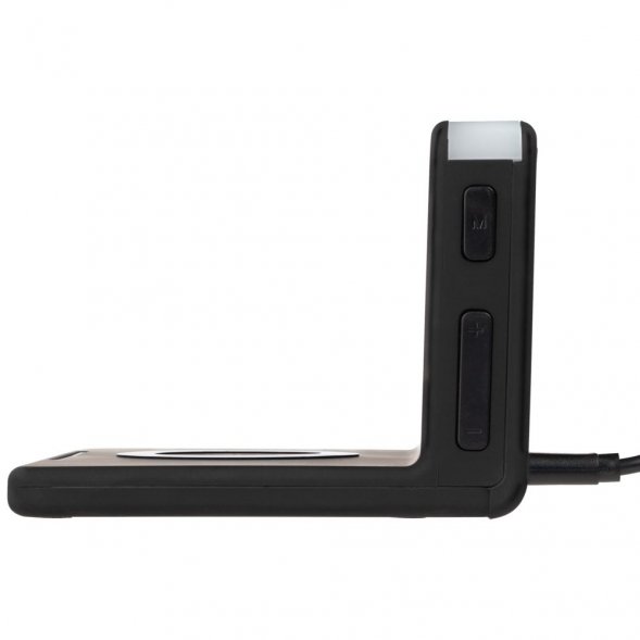 Часы настольные с беспроводным зарядным устройством Pitstop, черные 