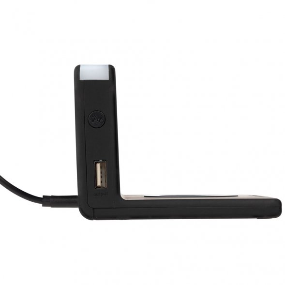 Часы настольные с беспроводным зарядным устройством Pitstop, черные 