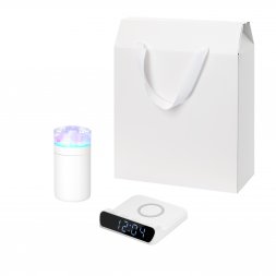 Подарочный набор Crystal, Rigel, белый (увлажнитель воздуха, зарядное устройство)