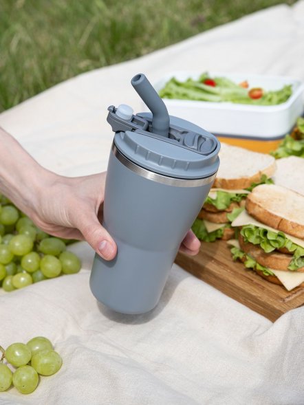 Термостакан Sapporo без логотипа, серый 