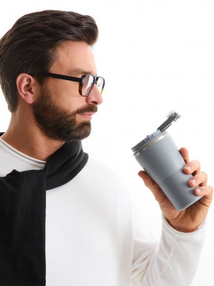 Термостакан Sapporo без логотипа, серый 