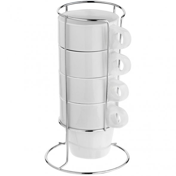 Набор из 4 кружек Inset с подставкой, белый 