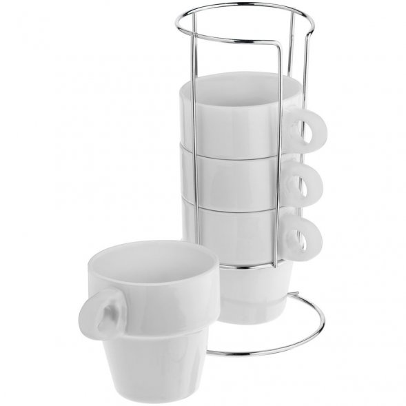 Набор из 4 кружек Inset с подставкой, белый 