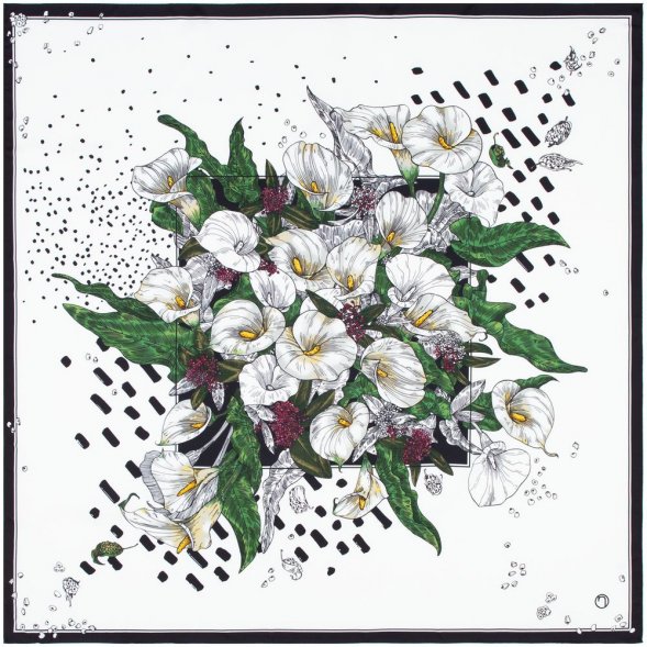 Платок шелковый Delicate, каллы 