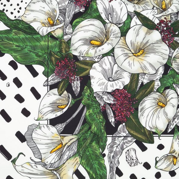 Платок шелковый Delicate, каллы 