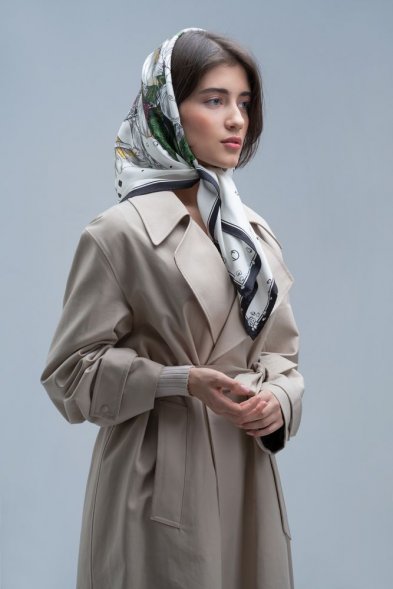 Платок шелковый Delicate, каллы 