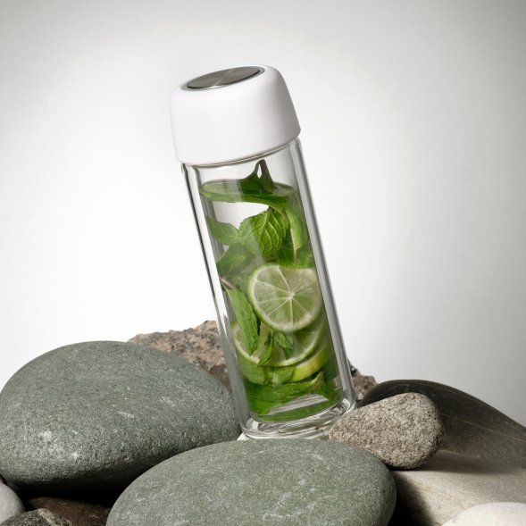 Бутылка стеклянная с двойными стенками Bianca, белая 