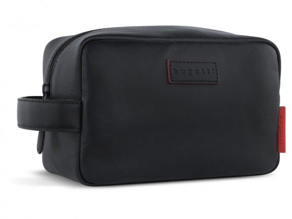 Несессер дорожный BUGATTI Clark, чёрный, воловья кожа/полиэстер, 20х10х13 см, 2,5 л 