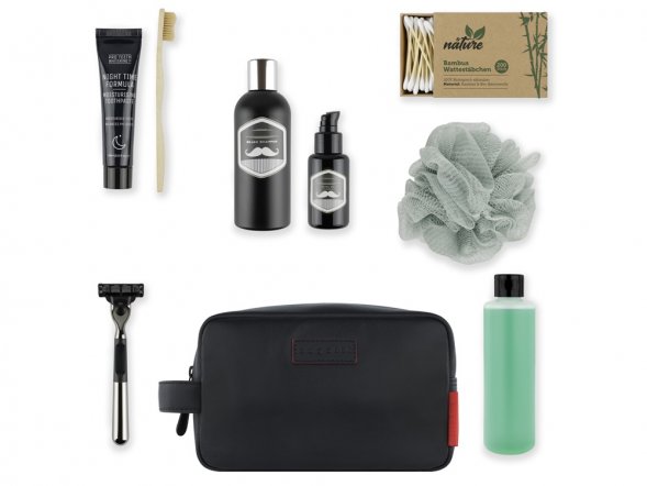 Несессер дорожный BUGATTI Clark, чёрный, воловья кожа/полиэстер, 20х10х13 см, 2,5 л 