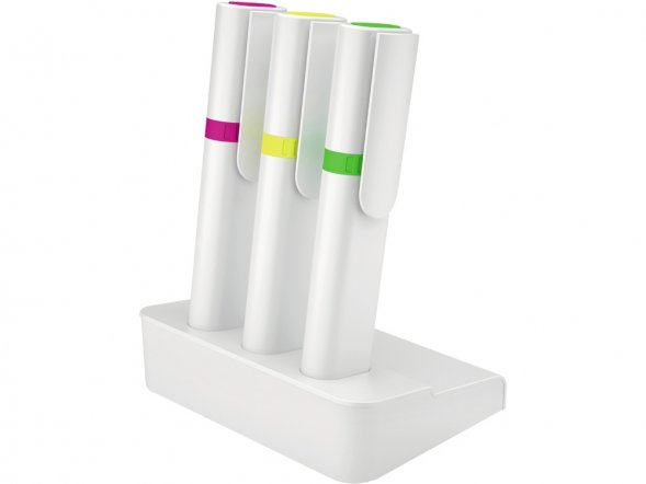 Набор текстовых выделителей на подставке myBASE: пурпурный, желтый, зеленый 