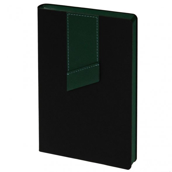 Ежедневник Bookmark, недатированный, черный с зеленым 