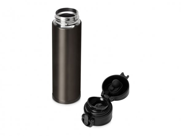 Вакуумная герметичная термокружка Inter, темно-серый, нерж. сталь 