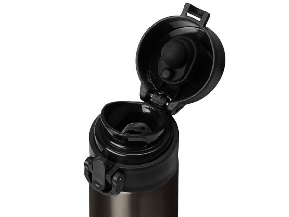 Вакуумная герметичная термокружка Inter, темно-серый, нерж. сталь 