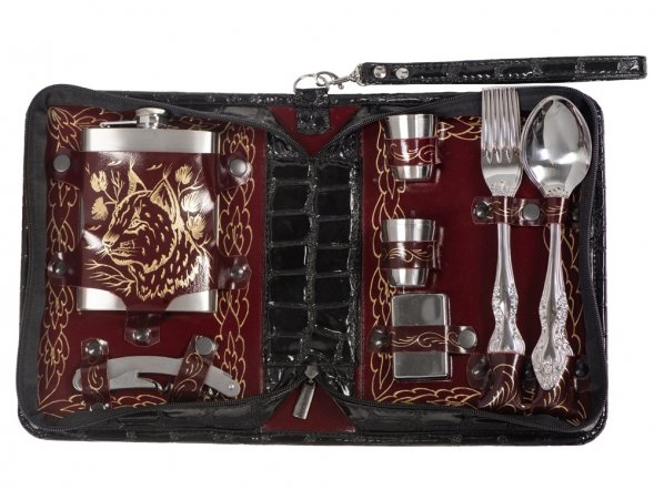 Набор Дорожный на 4 персоны в барсетке с худ. выжиганием 