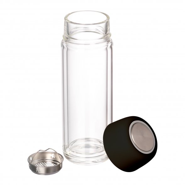 Бутылка стеклянная с двойными стенками Bianca, черная 