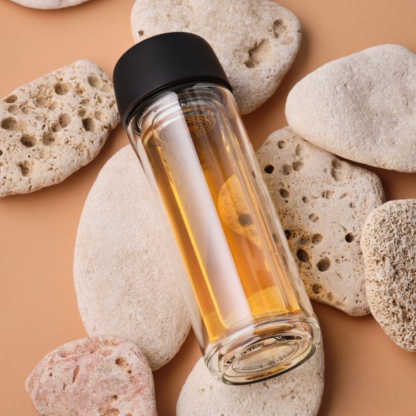 Бутылка стеклянная с двойными стенками Bianca, черная 