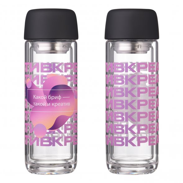 Бутылка стеклянная с двойными стенками Bianca, черная 