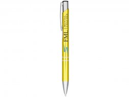 Кнопочная шариковая ручка Moneta из анодированного алюминия, синие чернила, желтый
