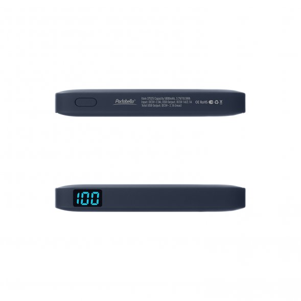 Внешний аккумулятор с подсветкой Ancor 5000 mAh, синий 