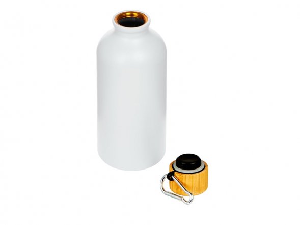 Матовая спортивная бутылка Hip S Bamboo с карабином и объемом 400 мл, белый 