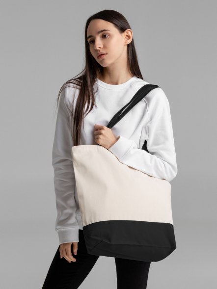 Сумка для покупок на молнии Shopaholic Zip, неокрашенная с черным 