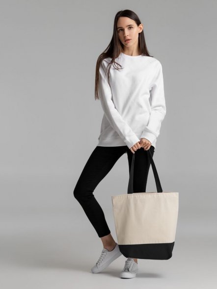 Сумка для покупок на молнии Shopaholic Zip, неокрашенная с черным 