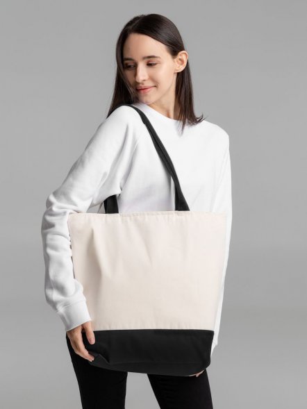 Сумка для покупок на молнии Shopaholic Zip, неокрашенная с черным 