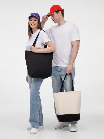 Сумка для покупок на молнии Shopaholic Zip, неокрашенная с черным 