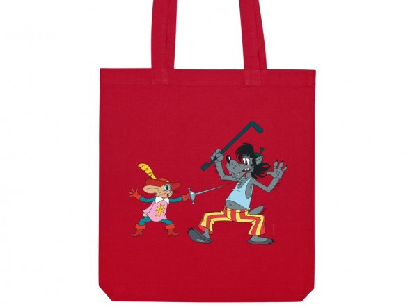 Сумка из плотного хлопка Ну, погоди!, 220 г/м2, красный 193C 