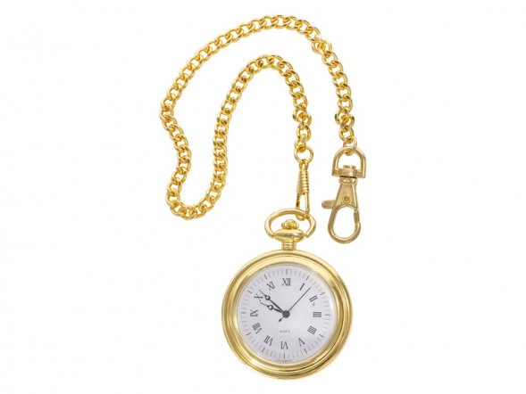 Часы Магистр с цепочкой на деревянной подставке, золотистый/черный (без шильда) 