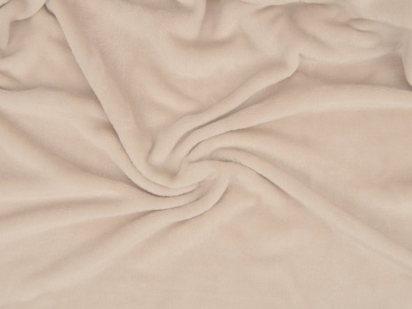 Плед флисовый Natty из переработанного пластика, бежевый с розовой лентой 