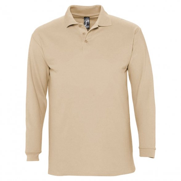 Рубашка поло мужская с длинным рукавом Winter II 210 бежевая 