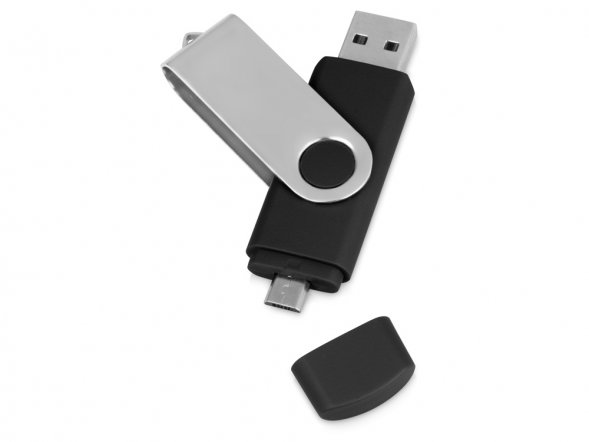 USB/micro USB-флешка 2.0 на 16 Гб Квебек OTG, черный 