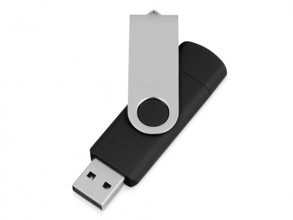 USB/micro USB-флешка 2.0 на 16 Гб Квебек OTG, черный 