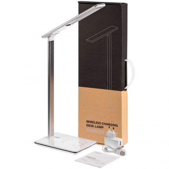 Настольная лампа с беспроводной зарядкой Power Spot, белая 