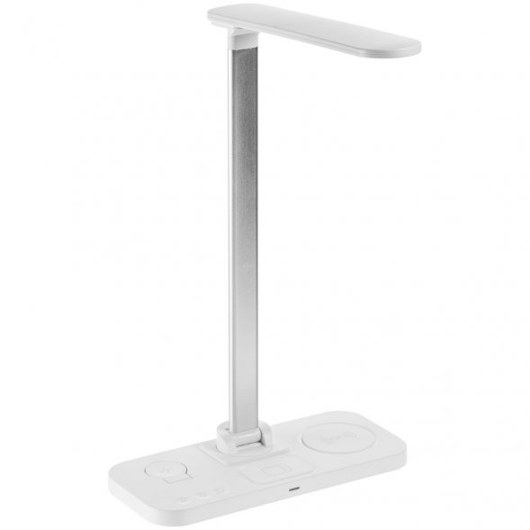 Настольная лампа с беспроводной зарядкой Power Light, белая 