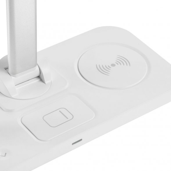 Настольная лампа с беспроводной зарядкой Power Light, белая 