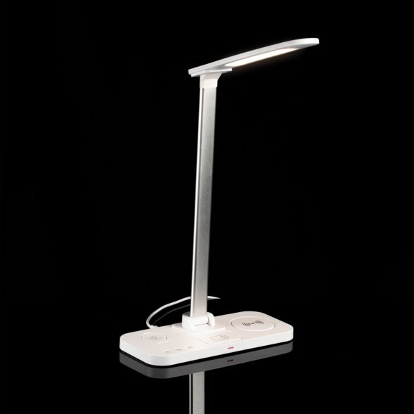 Настольная лампа с беспроводной зарядкой Power Light, белая 