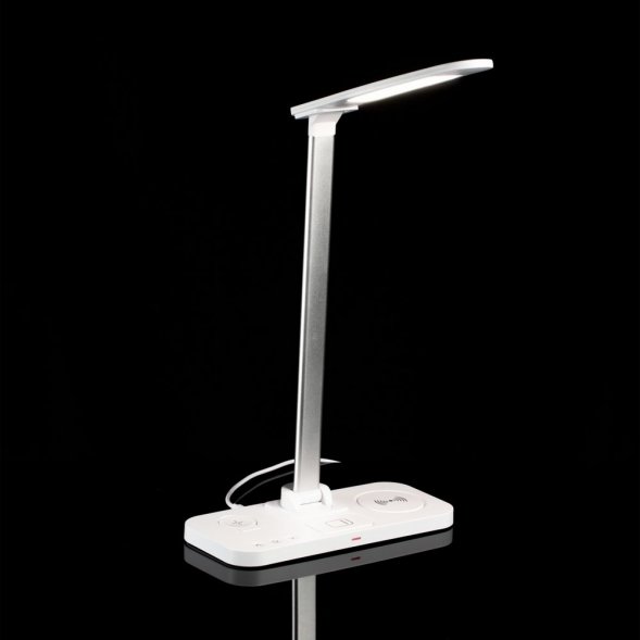 Настольная лампа с беспроводной зарядкой Power Light, белая 