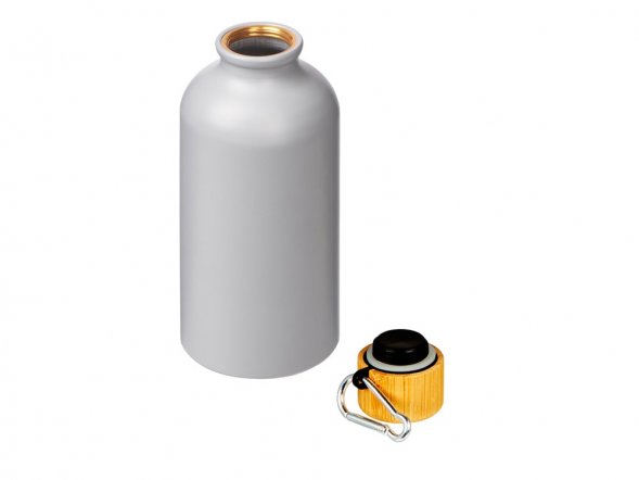 Матовая спортивная бутылка Hip S Bamboo с карабином и объемом 400 мл, серый 