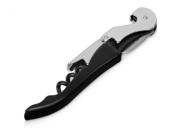 Штопор-открывалка Wine c пластиковой ручкой, серебристый 