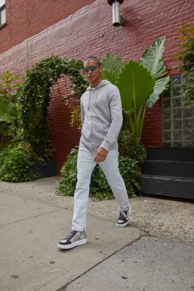 Толстовка на молнии с капюшоном унисекс BNC Inspire (Organic), серо-зеленая 