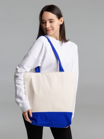 Сумка для покупок на молнии Shopaholic Zip, неокрашенная с синим 