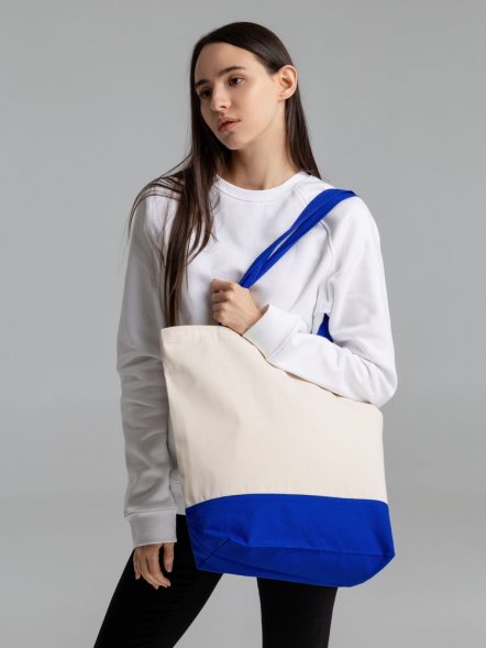 Сумка для покупок на молнии Shopaholic Zip, неокрашенная с синим 