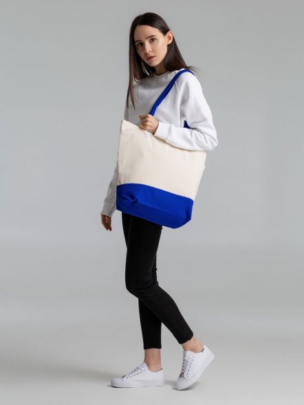 Сумка для покупок на молнии Shopaholic Zip, неокрашенная с синим 