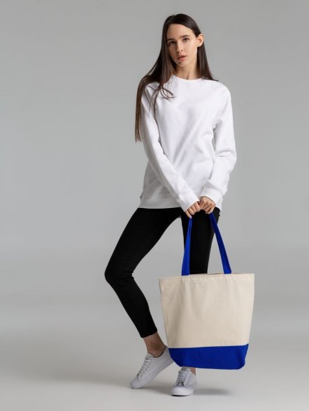 Сумка для покупок на молнии Shopaholic Zip, неокрашенная с синим 