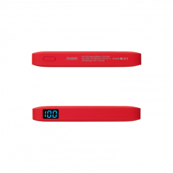 Внешний аккумулятор с подсветкой Ancor 5000 mAh, красный 