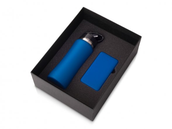 Подарочный набор с бутылкой для воды и повербанком С1, 5000 mAh, синий 