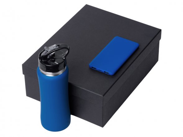 Подарочный набор с бутылкой для воды и повербанком С1, 5000 mAh, синий 